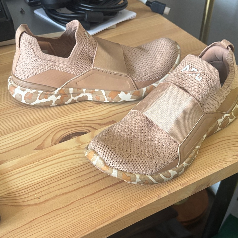 APL Beige Slip-On Sneakers with Patterned Sole